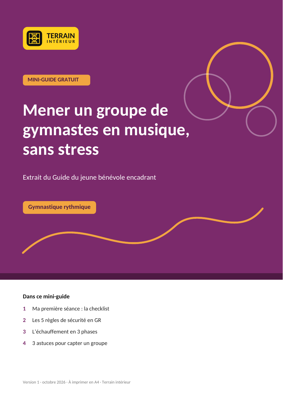 Couverture du mini-guide gymnastique rythmique : Mener un groupe de gymnastes en musique, sans stress